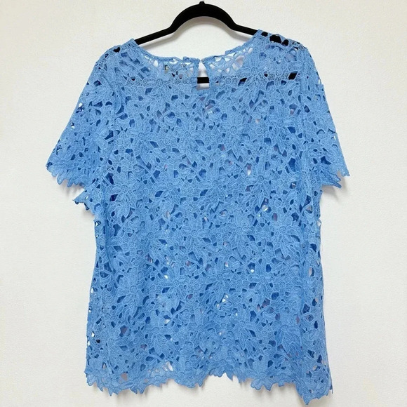 NWT Lane Bryant Lace Short-Sleeve Blouse - Plus Size Floral Sheer Top - Picture 4 of 4